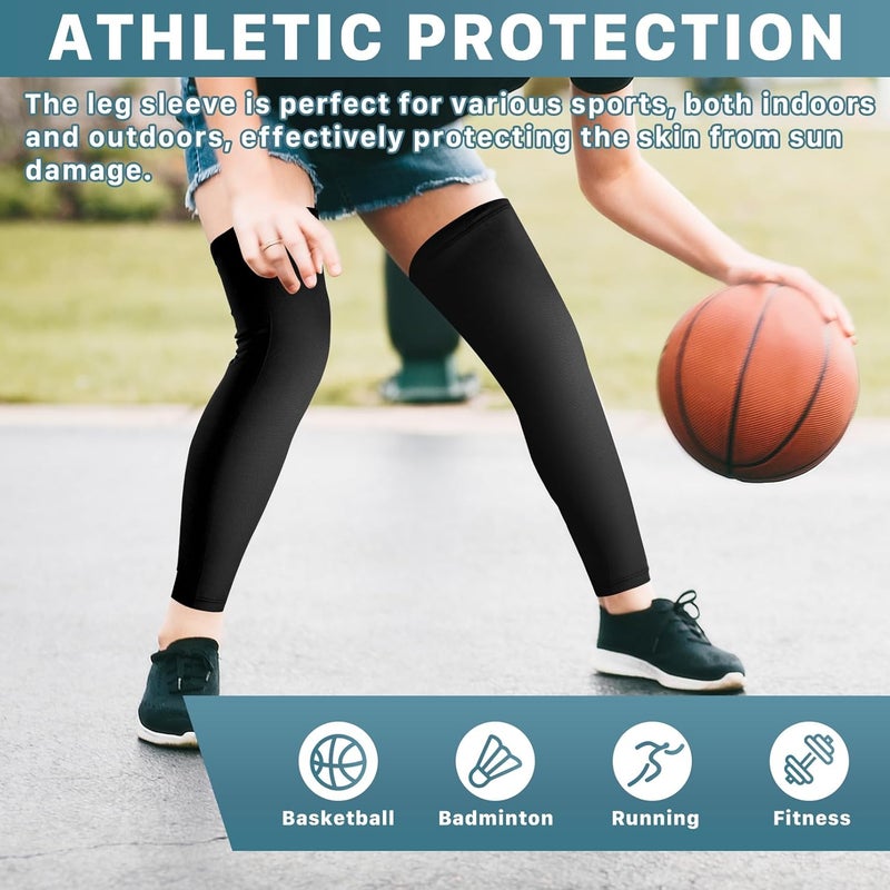 Vyndicca 3 Pairs Compression Leg Sleeves,Compression UV Long Leg Sleeves,Full Length Leg Sleeve for Sports Cycling,Black - Image 3